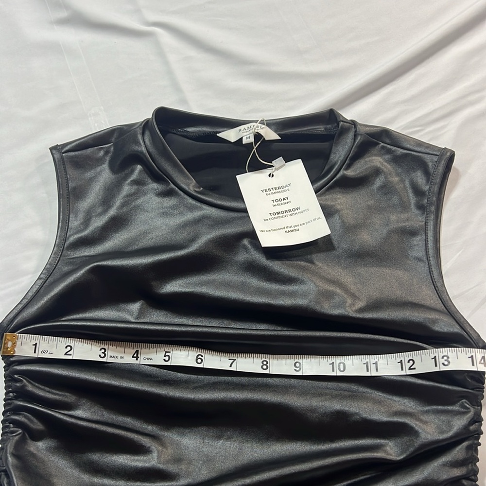 Ramisu black stretchy pleather dress NWT size medium - Picture 5 of 8